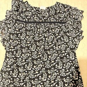 Chic Black and White Floral Blouse